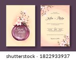vintage  cherry blossom flowers ... | Shutterstock .eps vector #1822933937