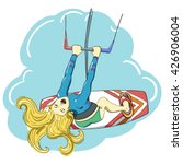 kite surfing vector girl. girl... | Shutterstock .eps vector #426906004