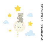 cute bear on the moon holding a ... | Shutterstock .eps vector #1456840181