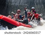 Small photo of Bogor, Indonesia 15 february 2024. Rafting and whitewater rafting are recreational outdoor activities which use an inflatable raft to navigate a river or other body of water