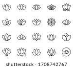 Lotus Line Icon Set. Collection ...
