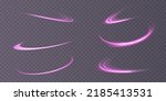 Abstract light lines of movement and speed with purple color sparkles. Light everyday glowing effect. semicircular wave, light trail curve swirl, car headlights, incandescent optical fiber png.
