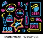Colorful Neon Sign Set. Vector...