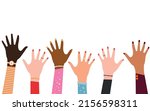 set of hands raised up. group... | Shutterstock .eps vector #2156598311
