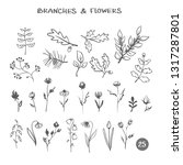 set of branches flowers. hand... | Shutterstock . vector #1317287801