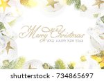 christmas and new year holiday... | Shutterstock . vector #734865697