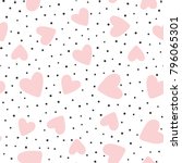 repeated hearts and polka dot.... | Shutterstock .eps vector #796065301