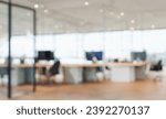 Small photo of Defocused office background of a Board room with rustic wooden flooring