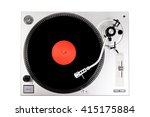 Vinyl player with a vinyl disk on a white background