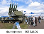 Small photo of ZHUKOVSKY, RUSSIA - AUG 19: Antiaircraft rocket installation on display at International aviation and space salon MAKS 2009 on August 19, 2009 in Zhukovsky, Russia