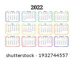 calendar for 2022 isolated on a ... | Shutterstock .eps vector #1932744557