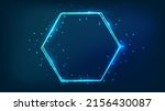 neon double hexagon frame with... | Shutterstock .eps vector #2156430087