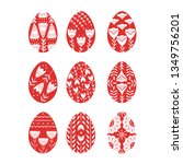set of easter eggs with floral... | Shutterstock .eps vector #1349756201