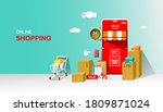 shopping online on mobile... | Shutterstock .eps vector #1809871024