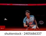 Small photo of Hangzhou.12.16.2023:Viktor Axelsen defeated Anders Antonsen in the men's singles semi-finals of the 2023 Badminton World Tour Finals to advance to the finals
