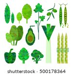 geometric green vegetables set. ... | Shutterstock .eps vector #500178364