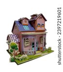 Small photo of Medium Density Fiberboard miniature house. Small painted house.