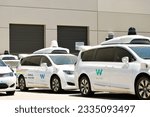 Small photo of Mesa, Arizona - June 04 2023: Waymo operates a technical service center in Mesa where they maintain and expand their fleet of Waymo One autonomous driverless robo taxis.