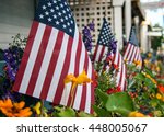 American Flags In Flowers On...
