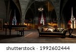 A Gothic Arched Room With Small ...