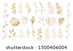 set of golden floral elements.... | Shutterstock .eps vector #1500406004