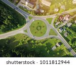 Green aerial roundabout - Junction birds eye view
