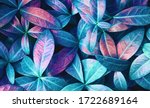 Small photo of Natural macro texture of beautiful leaves toned in blue and purple pink tones. Flat lay.