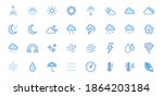 weather line icons set. sun ... | Shutterstock .eps vector #1864203184