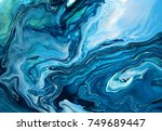 Green blue marble texture design, fashion art painting, abstract color mix painting/