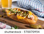 Hot Dog With Cheese And Beer