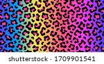 neon rainbow colored leopard... | Shutterstock .eps vector #1709901541