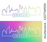 krakow skyline. colorful linear ... | Shutterstock .eps vector #1327769054