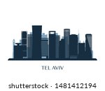 Tel Aviv Skyline  Monochrome...