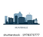 Huntsville skyline, monochrome silhouette. Vector illustration.