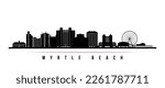 Myrtle Beach skyline horizontal banner. Black and white silhouette of Myrtle Beach, South Carolina. Vector template for your design. 