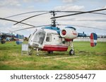 Small photo of KIEV, UKRAINE - May 29, 2021: Helicopter Kamov Ka-26 Hoodlum displayed at Oleg Antonov State Aviation Museum. Aeroflot Kamov Helicopter