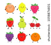 set of cute cartoon fruit.... | Shutterstock .eps vector #1058876831