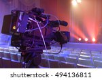 Professional digital video camera. accessories for 4k video cameras.
tv camera in a concert hall. 