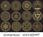 golden mystery  witchcraft ... | Shutterstock .eps vector #1012185997