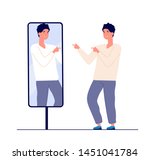 man at mirror. guy self looking ... | Shutterstock .eps vector #1451041784