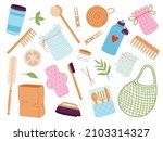 zero waste items. reusable... | Shutterstock .eps vector #2103314327