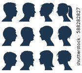 man and woman face profile... | Shutterstock .eps vector #588282827