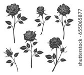 rose buds vector silhouettes.... | Shutterstock .eps vector #655065877