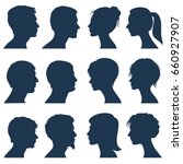man and woman face profile... | Shutterstock . vector #660927907