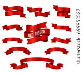 silk red 3d ribbon banners... | Shutterstock .eps vector #699953527