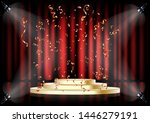 podium on background of the red ... | Shutterstock .eps vector #1446279191
