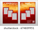 a set of brochures from red... | Shutterstock .eps vector #674839951