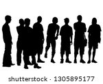 people of with large flags on... | Shutterstock .eps vector #1305895177