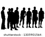 people of with large flags on... | Shutterstock . vector #1305901564