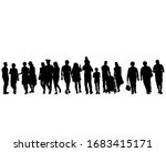 big crowds people on street.... | Shutterstock .eps vector #1683415171